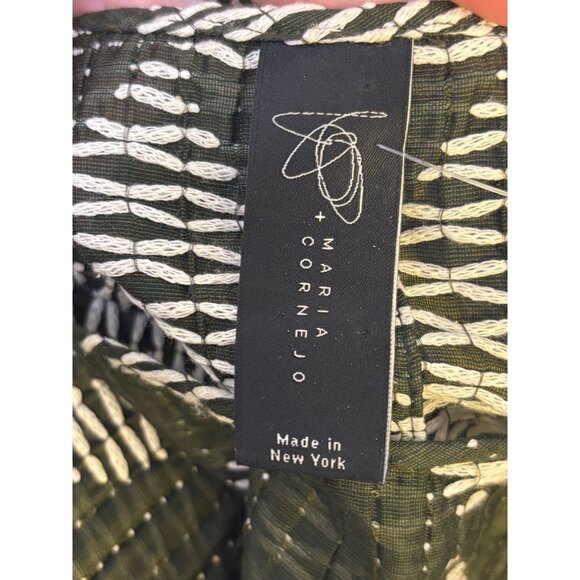 Maria Cornejo Olive White Diamond Textured Blouse Top 6 - Picture 6 of 7